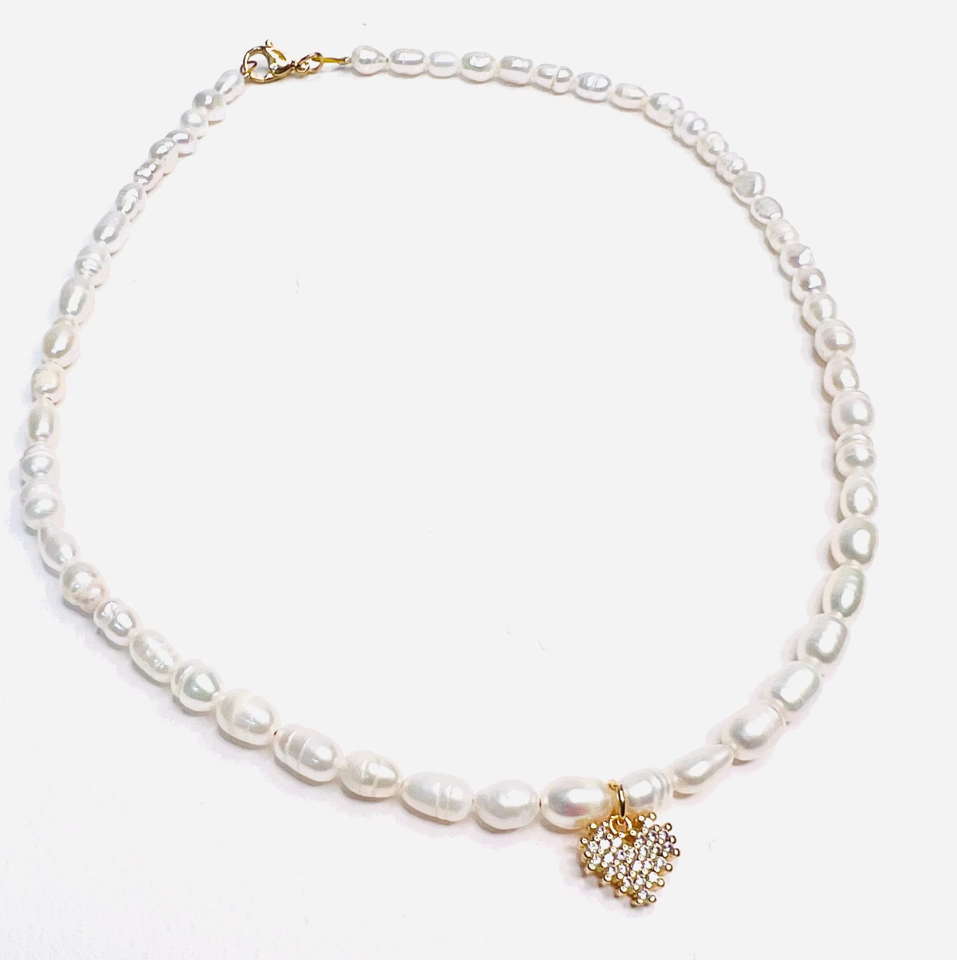 Κολιέ Pearl Gold Heart - tasinolakia.com