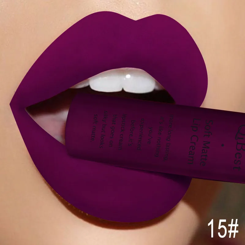 Qibest Sexy Velvet Matte Lip Gloss Liquid Lipgloss Beauty Red Nude Waterproof Long Lasting Lip Stain.webp
